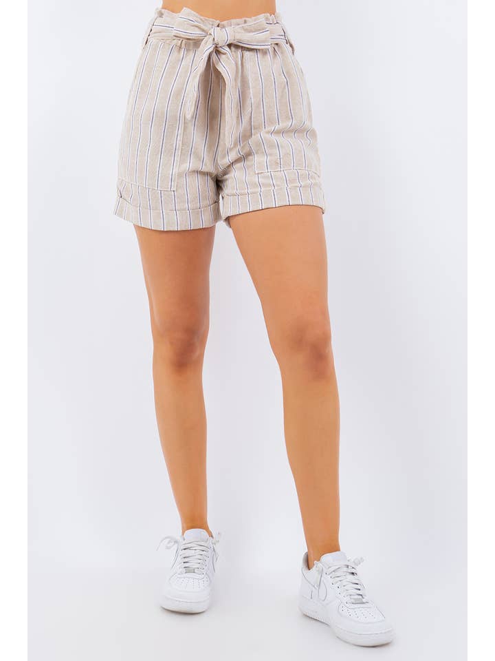 Veracci - Wholesale Shorts - Women's - high waisted linen paper bag shorts5