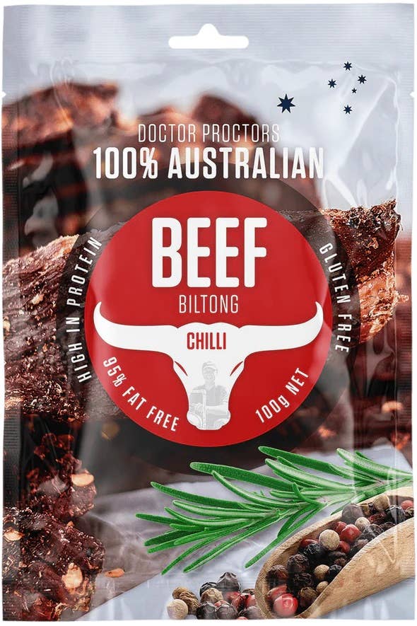 Doctor Proctor's - Wholesale Jerky - Doctor Proctor's Chilli Beef Biltong 100g0