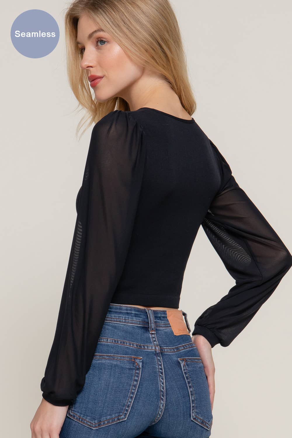 Active Basic | Active USA - Wholesale Knit Top - Women's - Mesh Long Sleeve Round Neck Seamless Top9