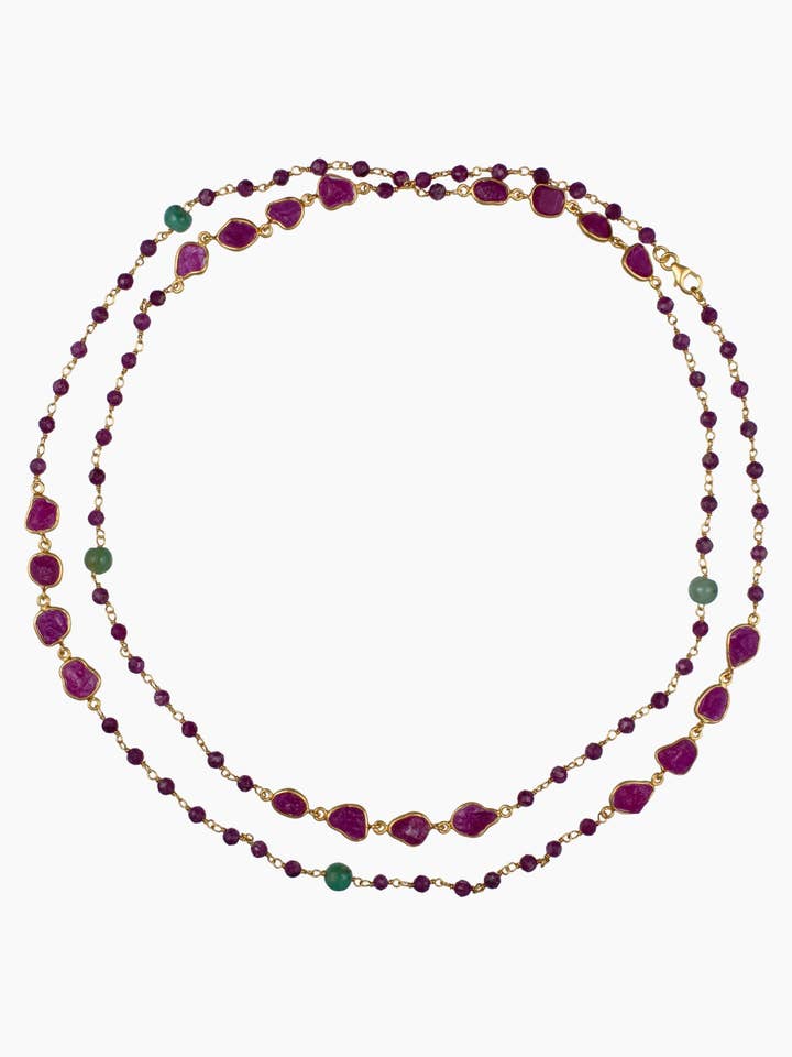 Ruby & Emerald Necklace for wholesale by Jaipur Pink