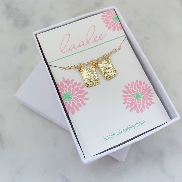 Laalee Jewelry - Wholesale Pendant/Charm Necklace - Gold Scapular Necklace Jewelry, Mary Catholic Religious Gift