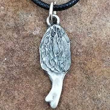Morel Mushroom Pewter Pendant Necklace, Wildlife & Nature for wholesale by Schumann Sculpture