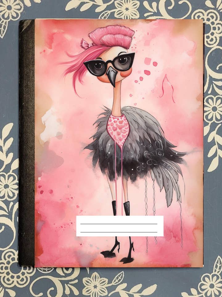 Flamingo 1, Covered Notebook Gift for wholesale by Mrs. B's Stationery & Gift Shop