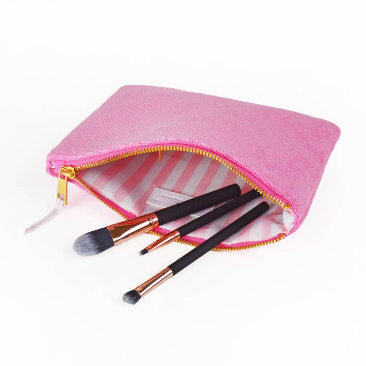 Pink Terry Flat Pouch - Small for wholesale by 8 Oak Lane
