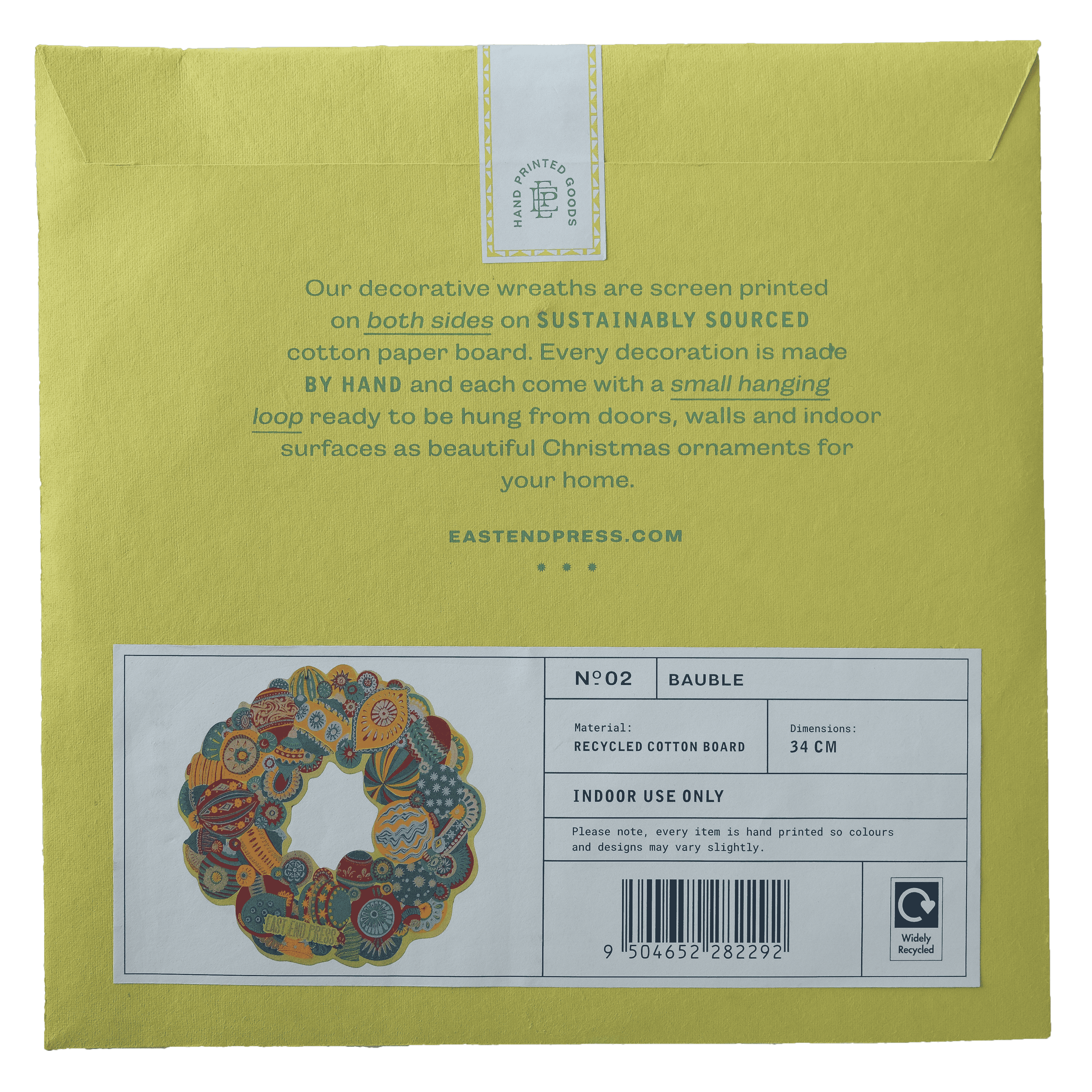 East End Press – wholesale Wreath – UK/EU: Bauble Cotton Board Wreath10