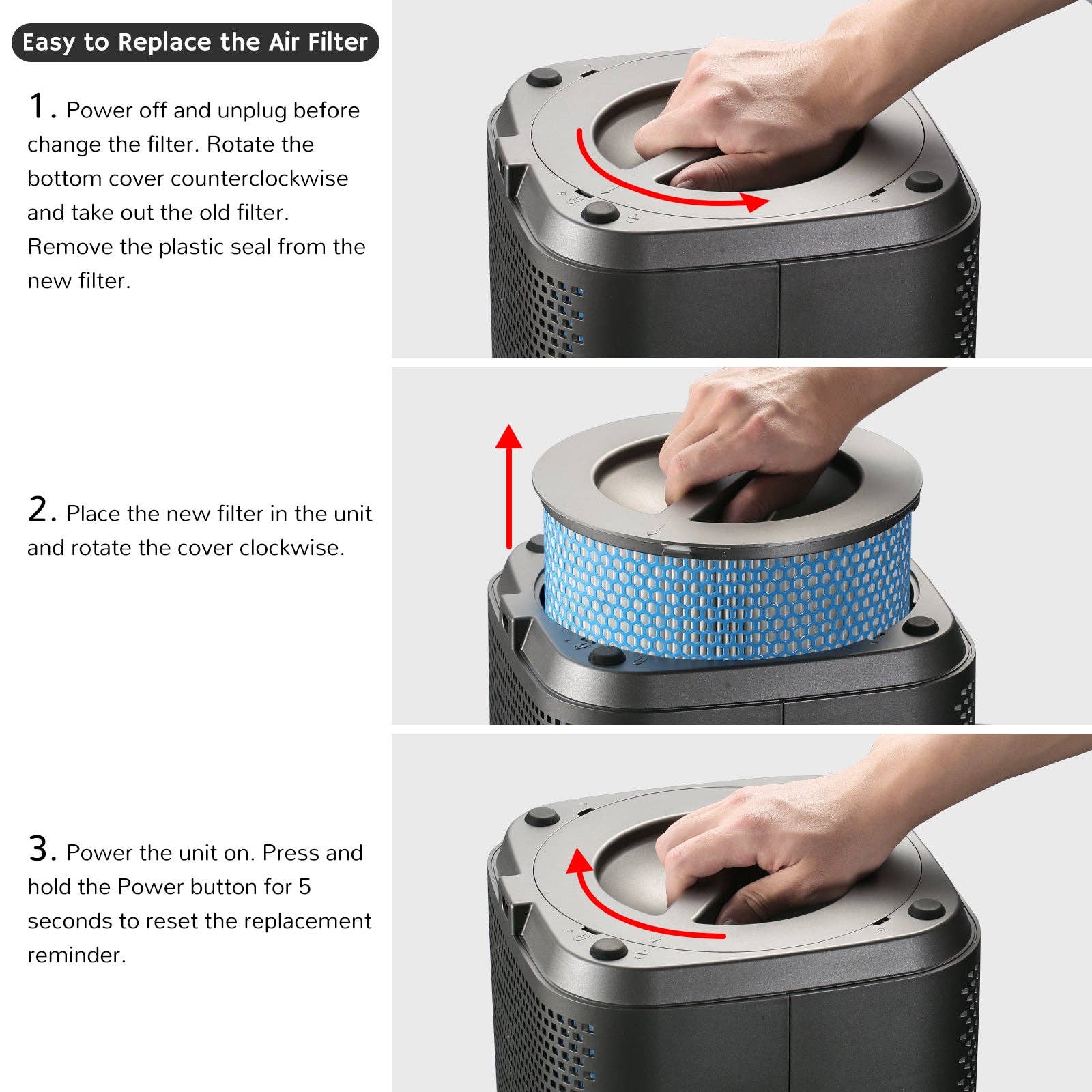 Airthereal - Wholesale Air Purifier - AGH380 H13 HEPA Medical Grade Replacement Filter3