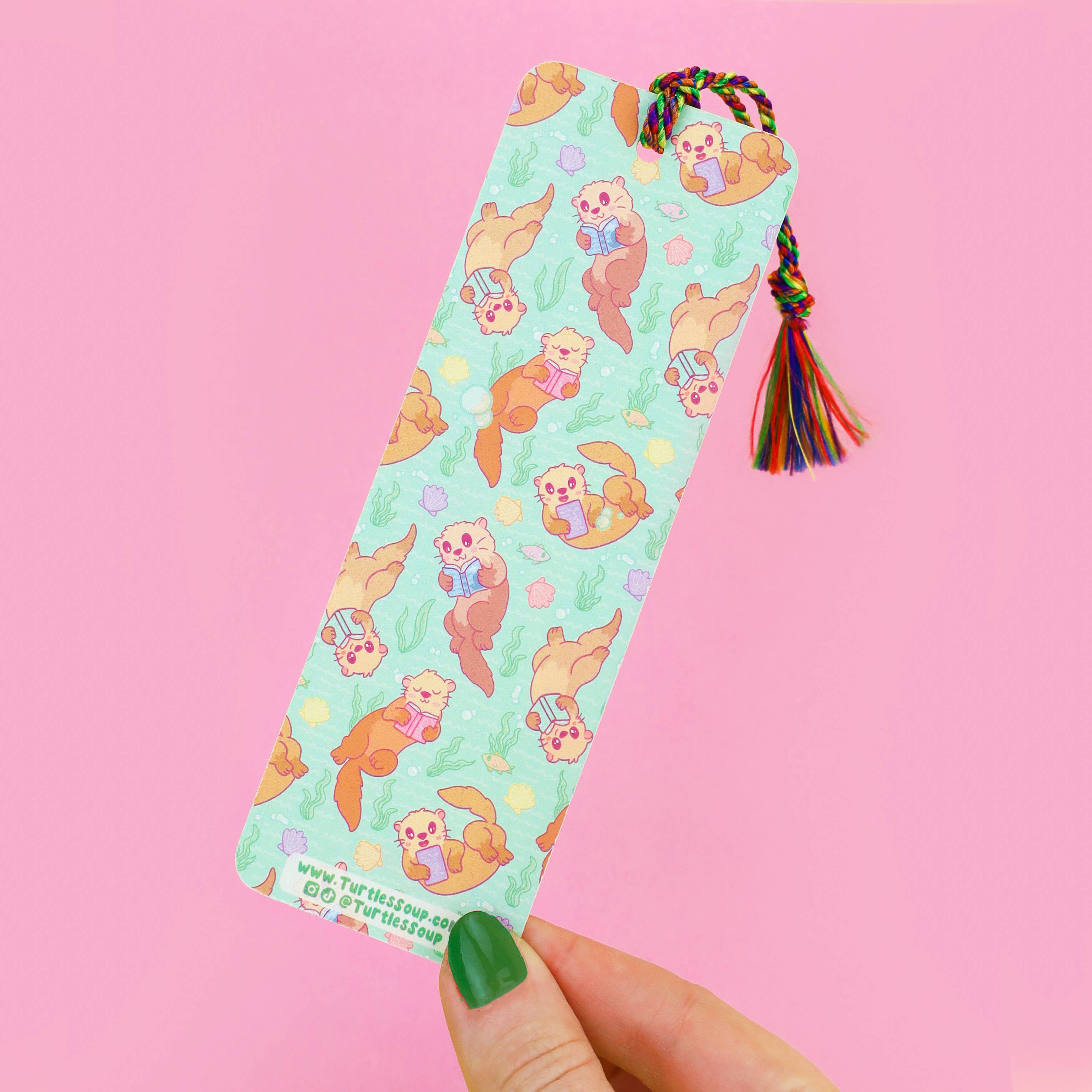 Turtle's Soup - Vente Marque-page - Marque-page amusant avec pompon I'd Otter Be Reading Otter Pun1