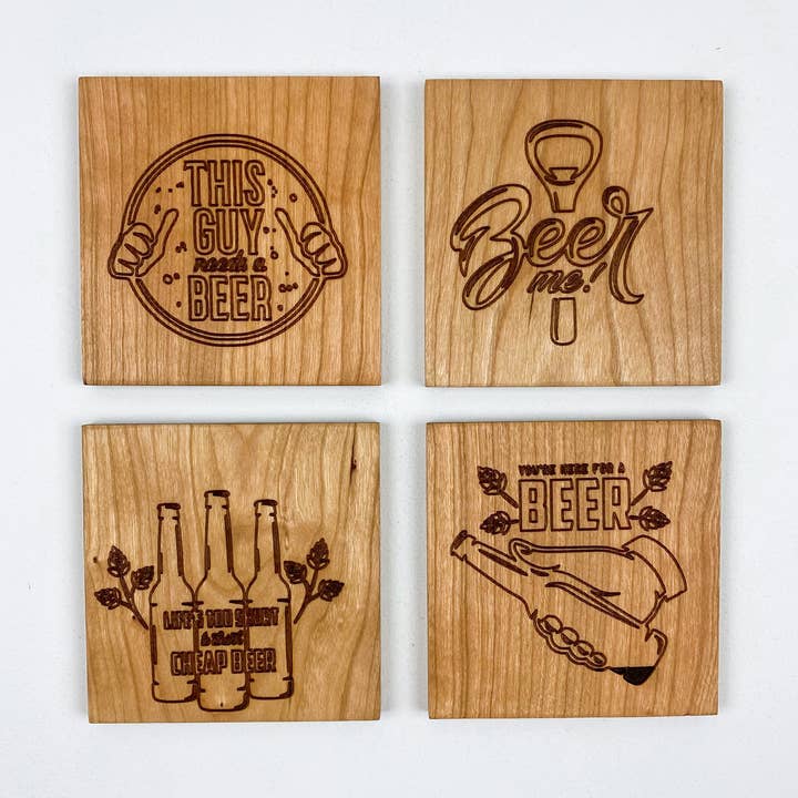 Customizable Coasters - Engraved Wooden Coasters for wholesale by Buzzee Boards USA