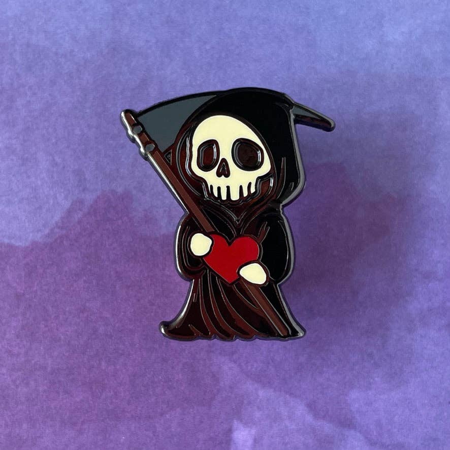 Rad Girl Creations - Vendita all'ingrosso Spilla da bavero - Grim Reaper con spilla a forma di cuore