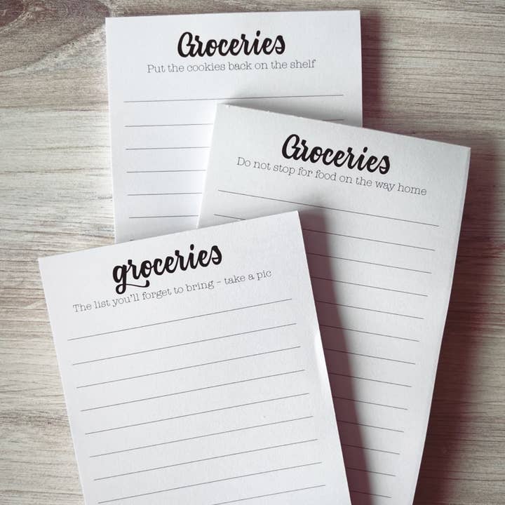 Groceries List Tall Notepad for wholesale by Oak Street Designs