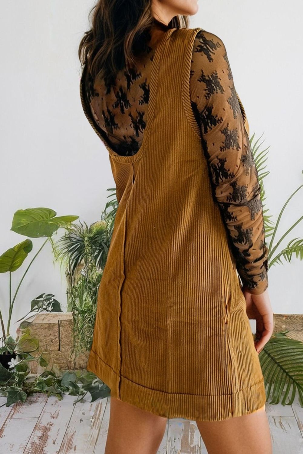 66DISCO - Wholesale Dress - Women's - Corduroy  Plus Size Mini Fall Dress with Pockets (S-4X)3