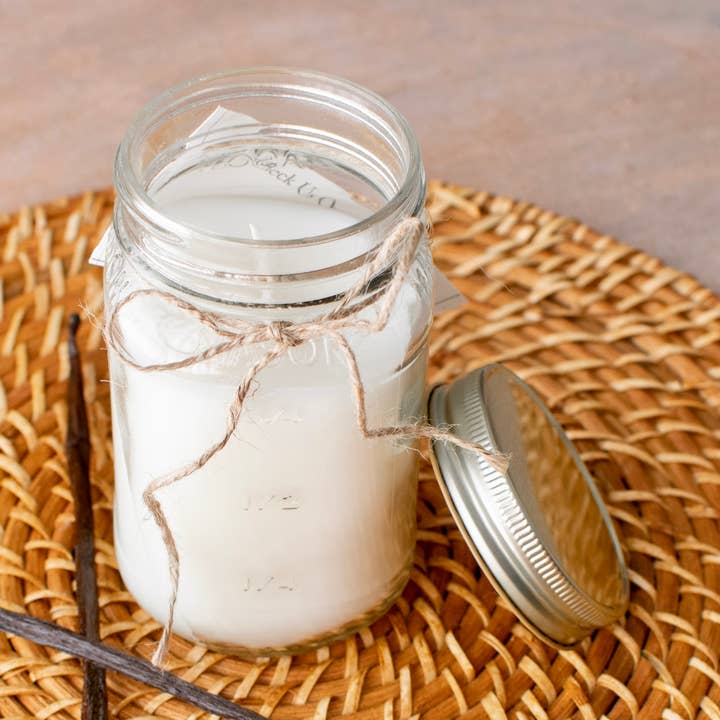 Candele Mason Jar 16oz Vaniglia per la vendita all'ingrosso da parte di Houck Family Candle Company