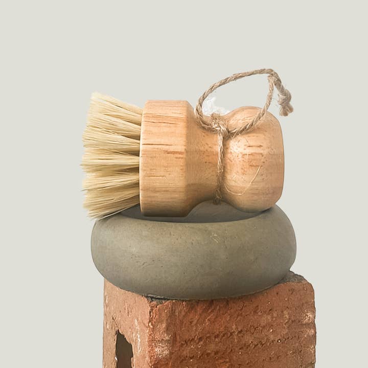Soto Wood Scrub Brush and Concrete Dish for wholesale by My Terracotta Home