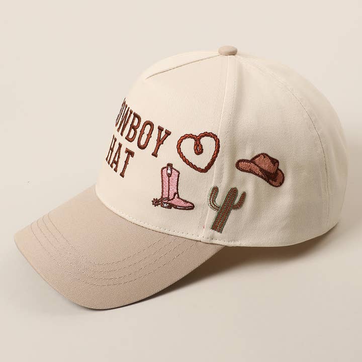 Beige Cowboyhat Kaktus Hjerte Broderi Truckerhat for engroshandel på Faire