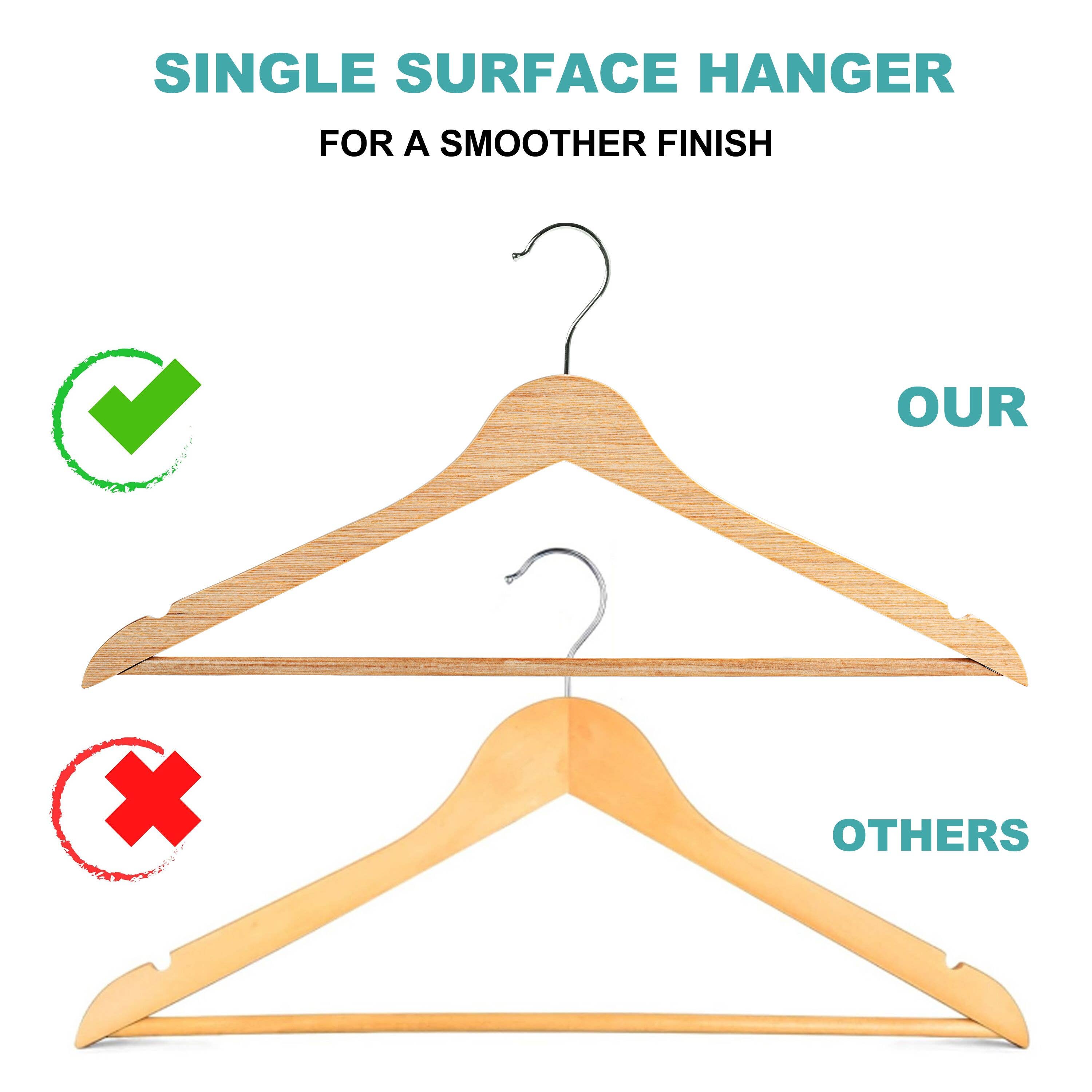 Quality Hangers - Wholesale Clothes Hangers - WLM21-NT Slim Wooden Suit Hanger with Bar, 17" Natural - 1202