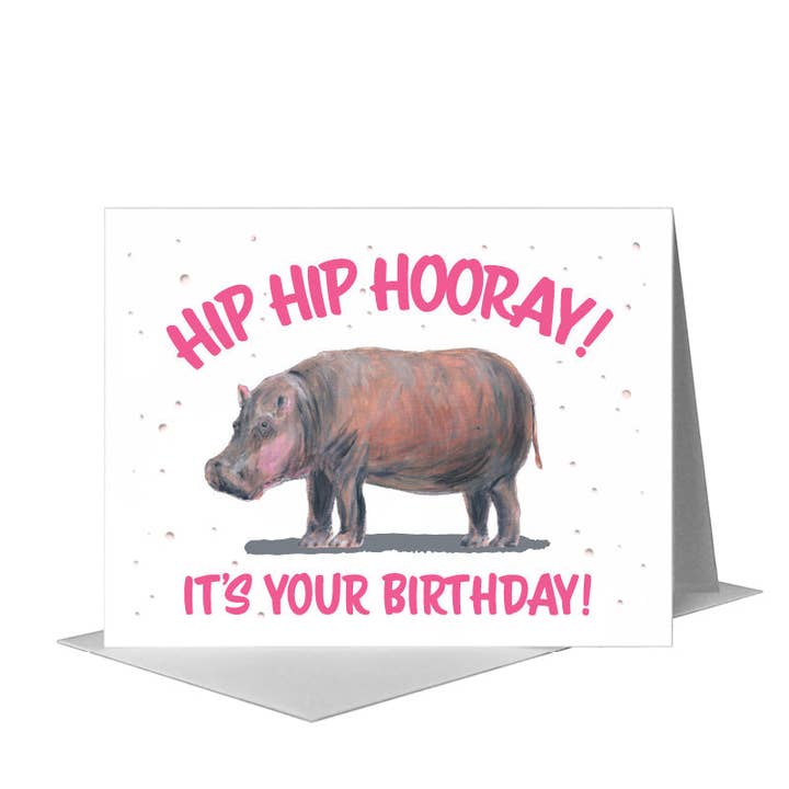 Flodhest, Hilsen Kort (#8362D) for engroshandel hos Printed Canvas