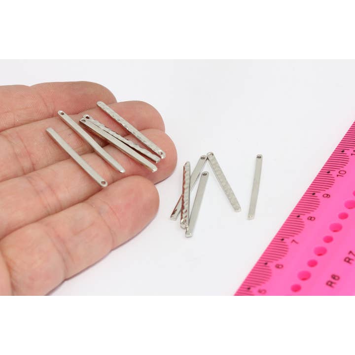 29 mm rhodiumpläterade hammarmönstrade anslutningsstavar, MTE826 för wholesale av QueenJewelryM