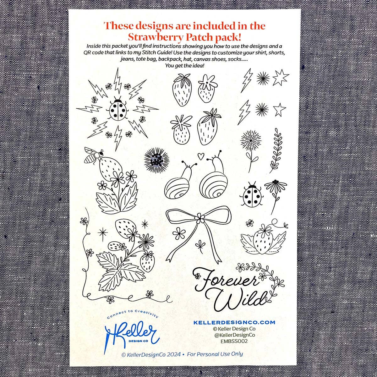 Keller Design Co. - Wholesale Embroidery/Cross Stitch Supplies - Stick It Stitch It Water Soluble Embroidery Patterns-Strawberry Patch13