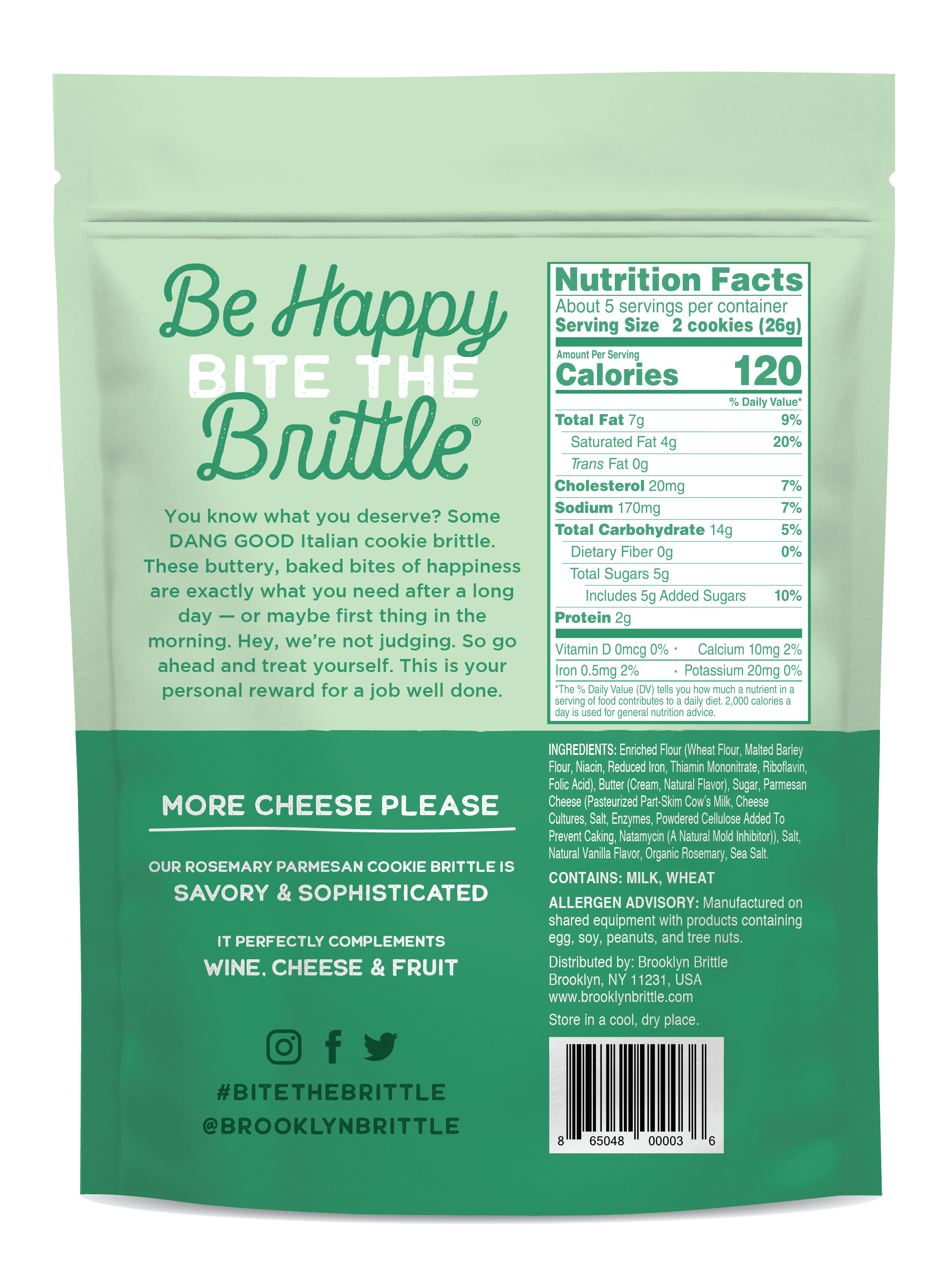 Brooklyn Brittle - Wholesale Cookie - Rosemary Parmesan Italian Cookie Brittle - Pouch Bag3