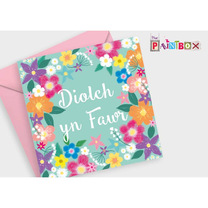 Diolch yn fawr - Muito obrigado flores bonitas x6 Cartões por atacado de The Paintbox