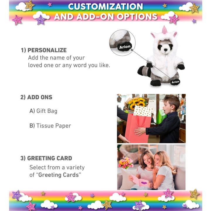 Cota Global - Wholesale Stuffed/Plush Toy - Kids & Baby - Plush Unicorn - Super Soft Plush - Raccoon1
