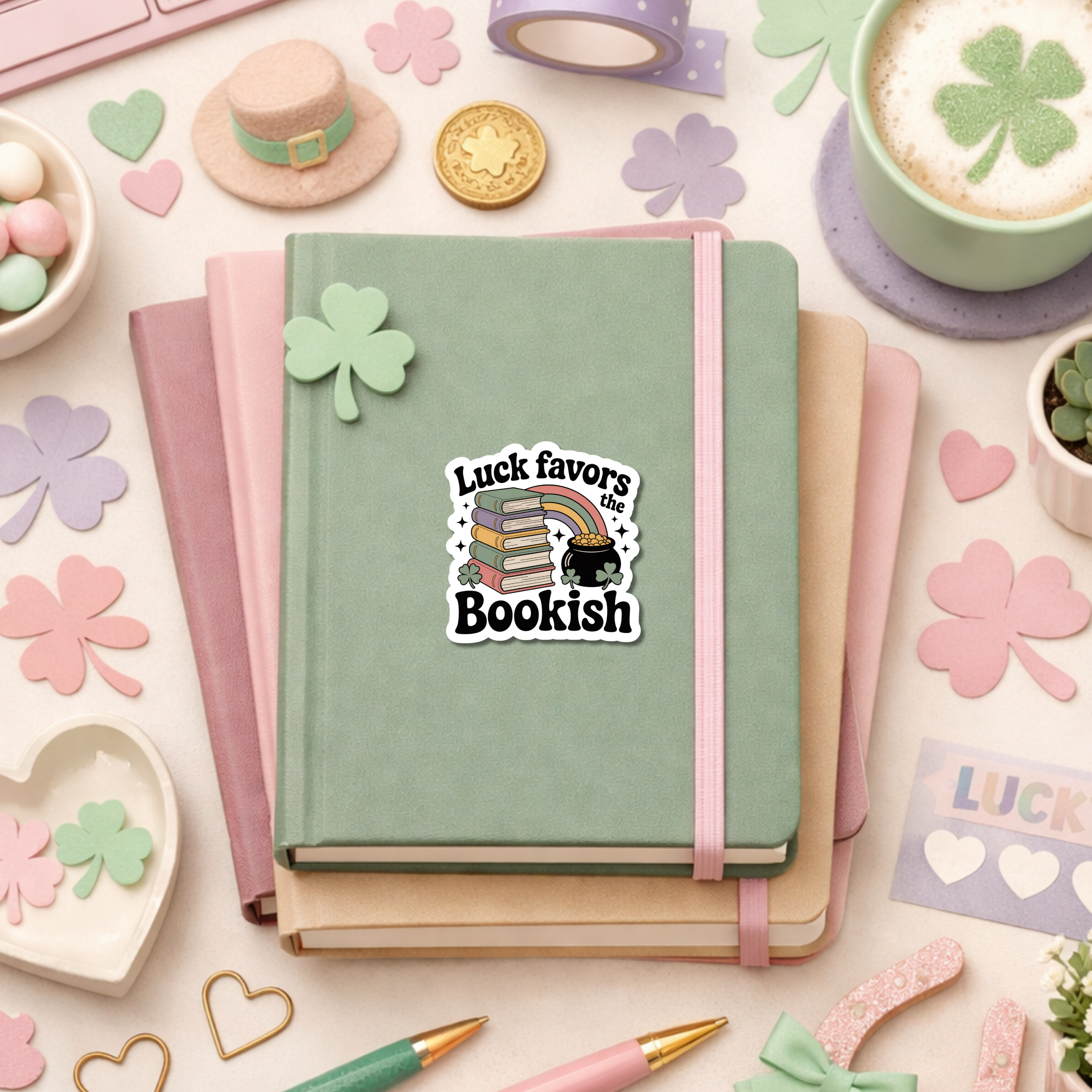 Auburn Row Design - Wholesale Sticker - St Patricks Day Bookish Die Cut Sticker1