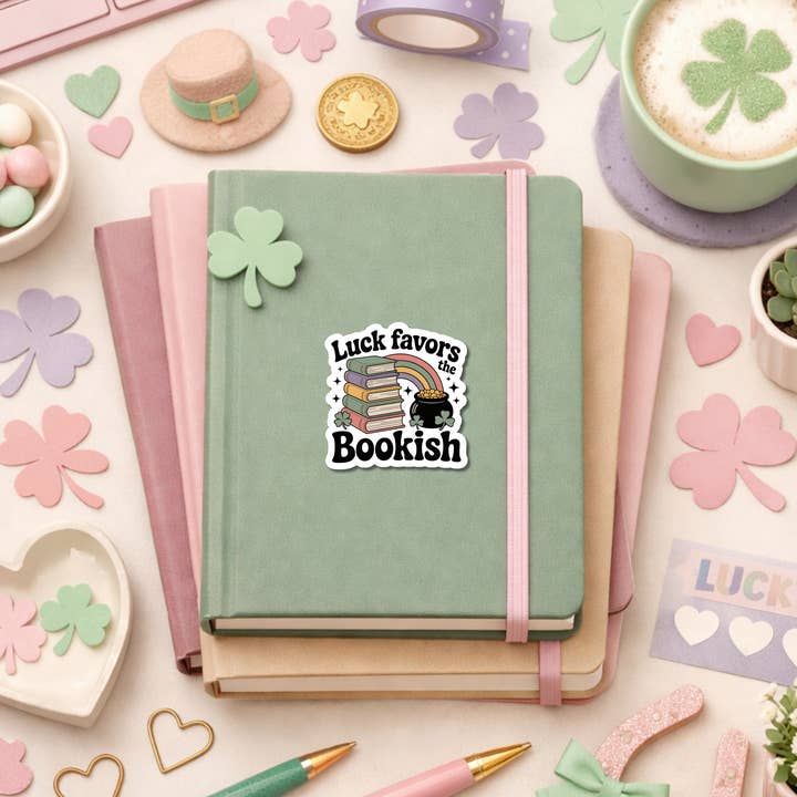 Auburn Row Design - Wholesale Sticker - St Patricks Day Bookish Die Cut Sticker1