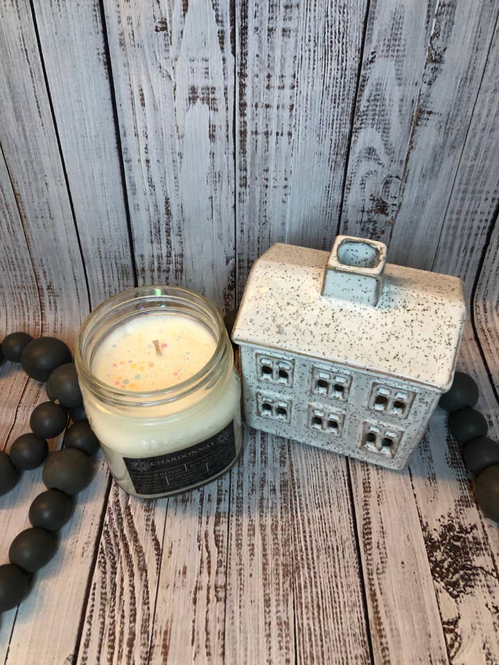 Chardonnay Glitter Candle for wholesale by Solstice Sisters