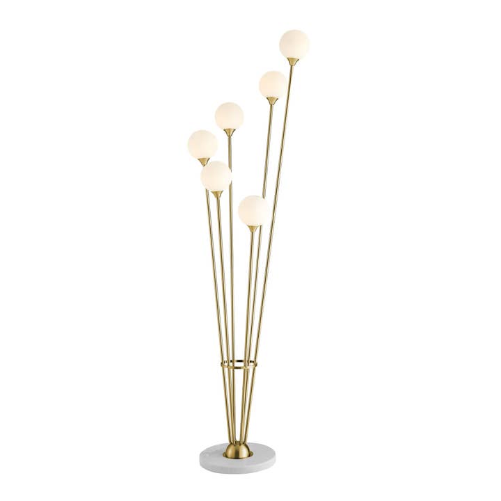 Anechdoche 6 Lights Gold and White Floor Lamp for wholesale by Finesse Decor