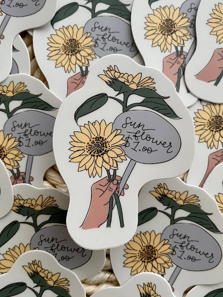 Sunflower Bouquet Sticker for wholesale by Lauren Amy Design