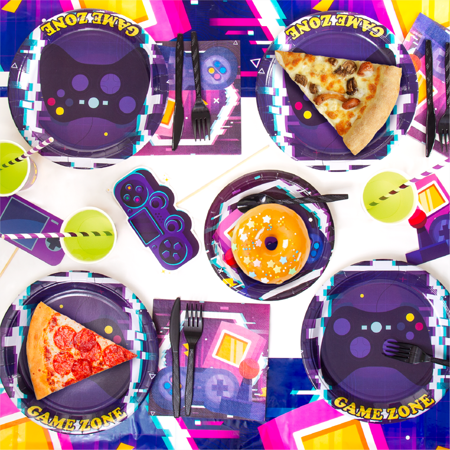 Mighty Mojo Toys - Wholesale Disposable Tableware Pack - Video Gamer Party In a Box!3