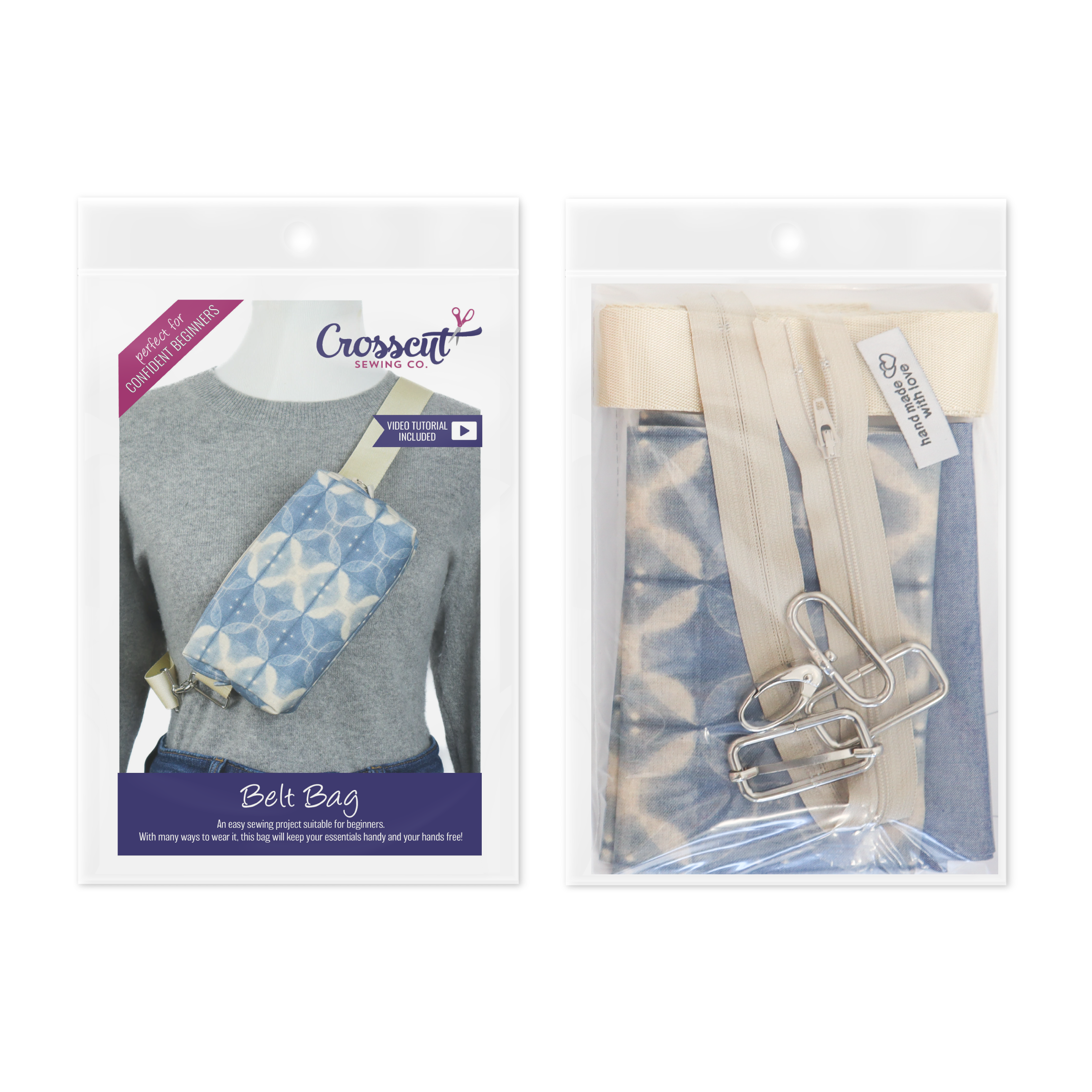 Crosscut Sewing Co. - Wholesale Belt Bag - Women's - Belt Bag Sewing Kit - Supplies, Printed Pattern and Video Tutorial71
