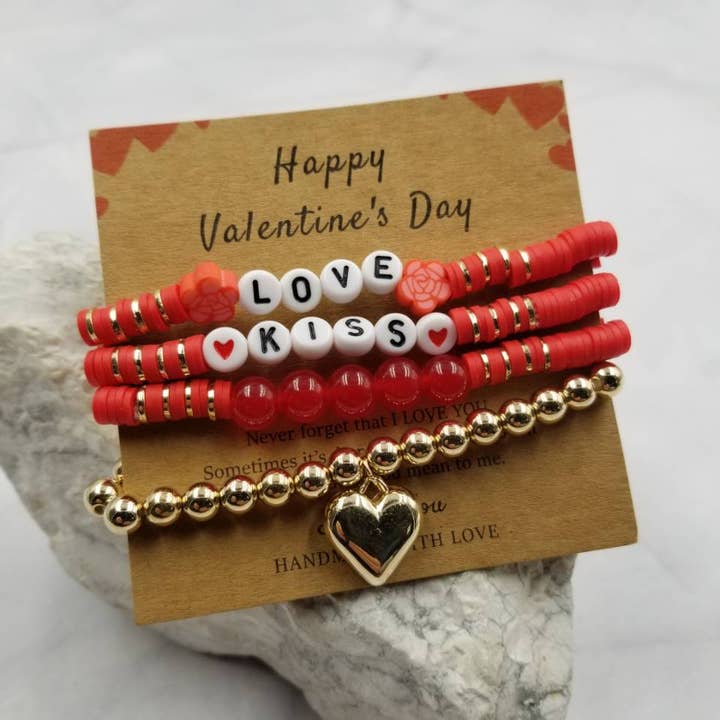 The Pretty Jewellery - Wholesale Jewelry Set - Happy Valentine's Day LOVE KISS Heishi Bracelet