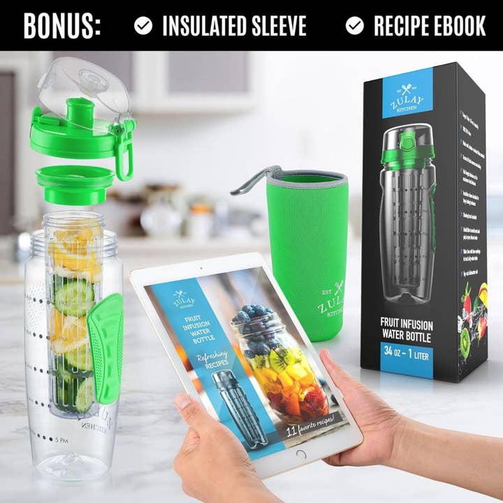 Zulay Kitchen – wholesale Water bottle – 34oz Fruit Infuser Water Bottle