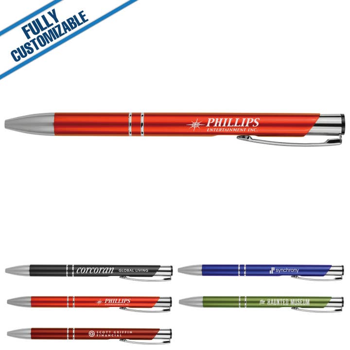 Silver Trim Metal Pen - Fully Customizable and other Purchase Wholesale custom ink pens. Free Returns & Net 60 Terms on Faire trending on Faire.