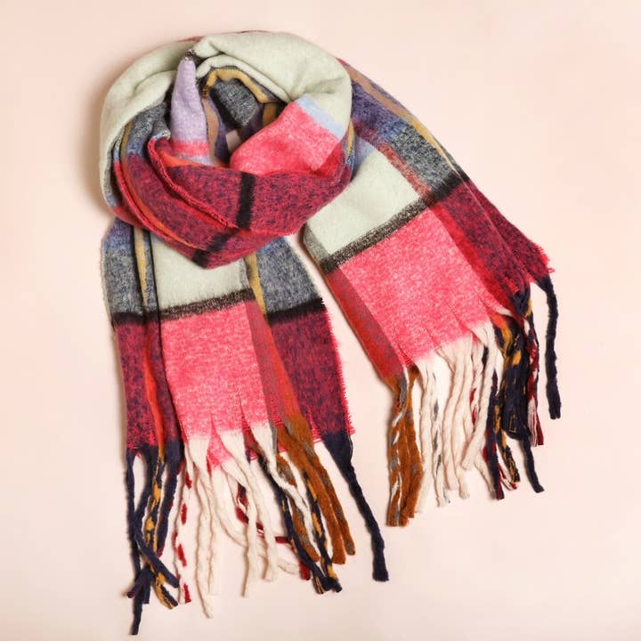 Pink Tartan Winter Scarf for wholesale by Lisa Angel