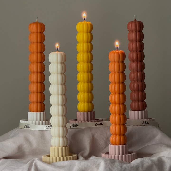 Estelle Studio - Wholesale Tapered Candle/Candlestick - Hand Poured Soy Wax Pumpkin Taper Candle: Halloween Decor5