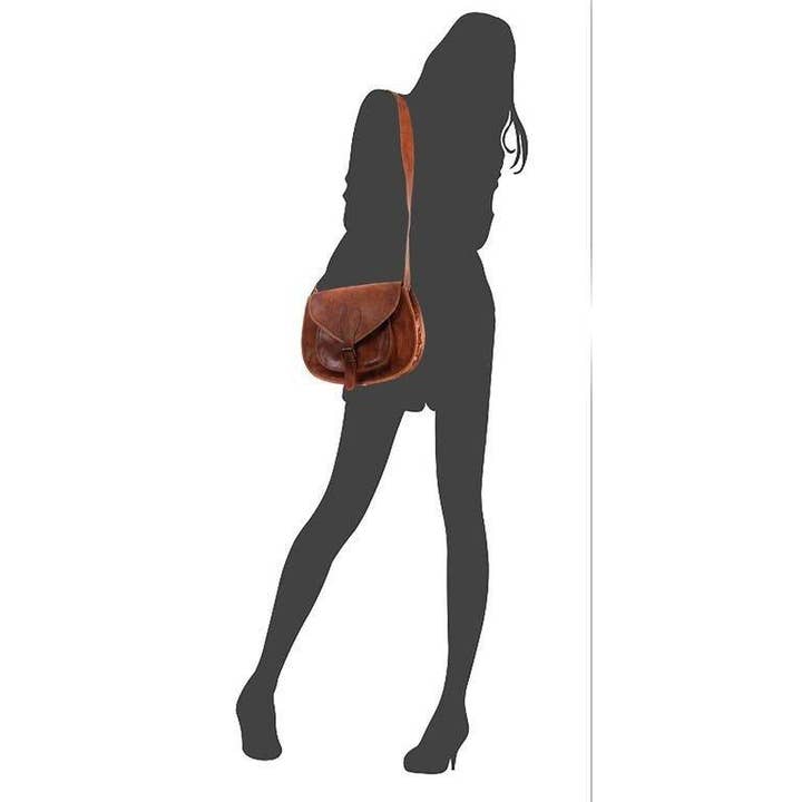 Vida Vida – Großhandel Umhängetasche - Damen – Vintage-Satteltasche aus Leder, Größe M3