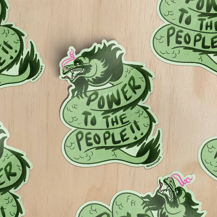 Autocollant en vinyle Dragon Power to the People pour la vente par Moonymade