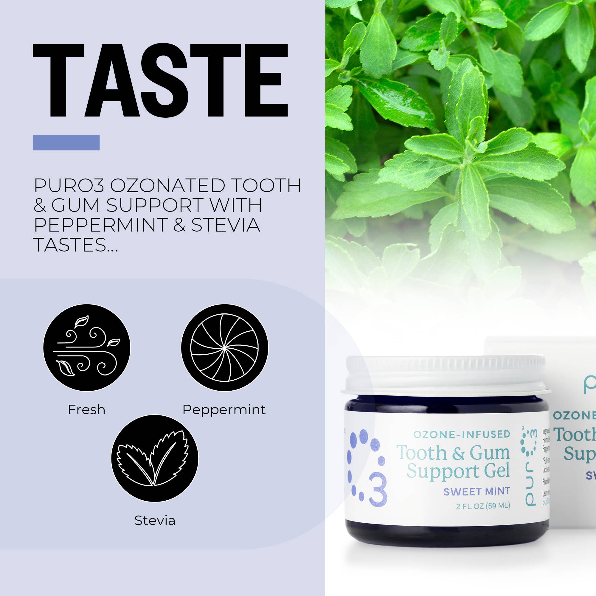 PurO3 – Großhandel Nahrungsergänzungsmittel/Vitamin zum Einnehmen – PurO3 Ozonisiertes Zahn- und Zahnfleischpflege mit Süßminze2