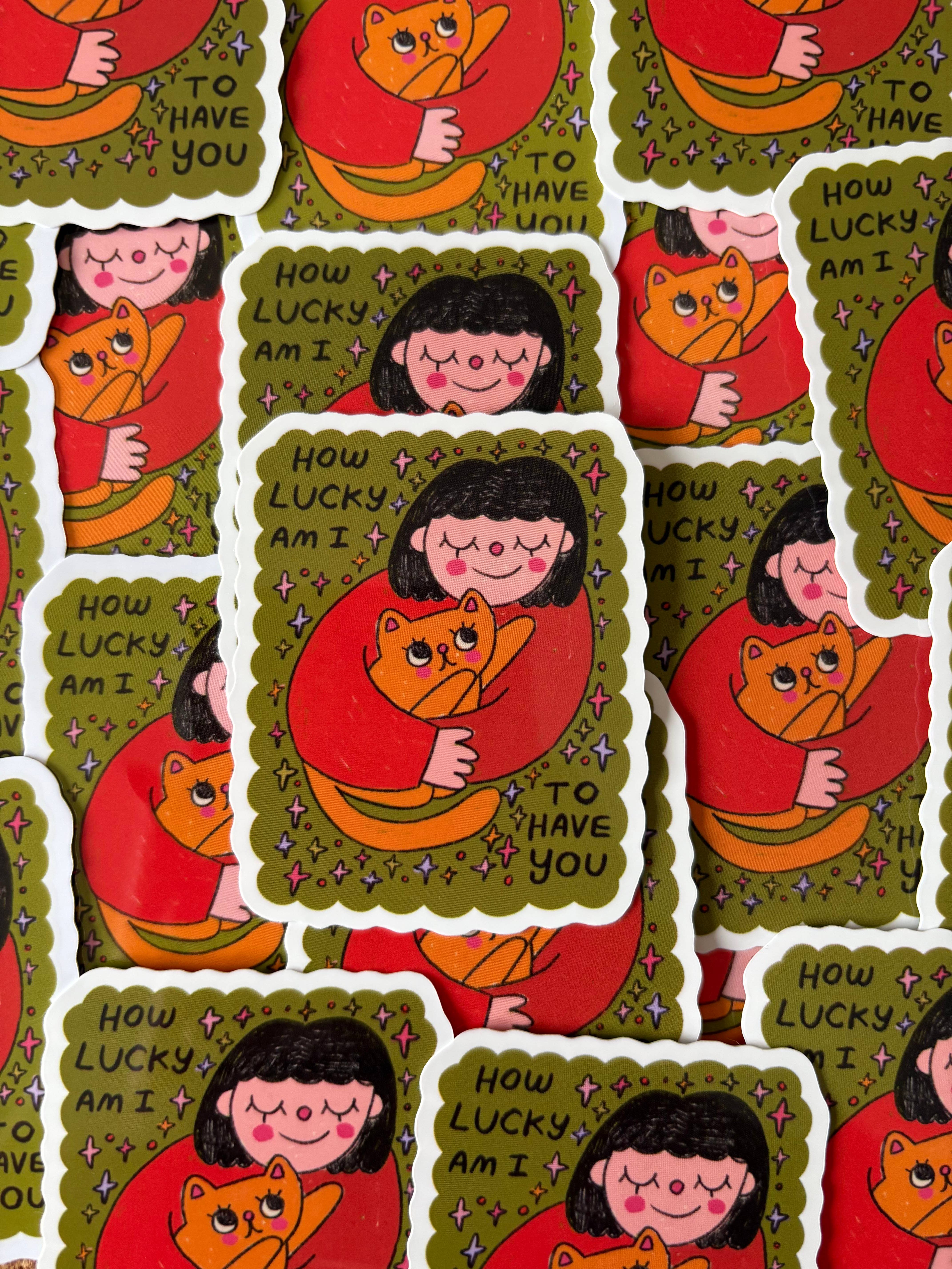 Caroline Friend Art - Wholesale Sticker - How Lucky Am I Sticker2