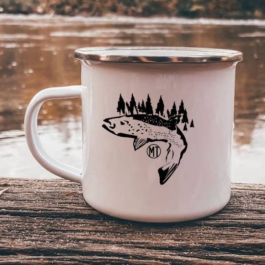 Montana Trout | Enamel Mug for wholesale by Mila Nathan