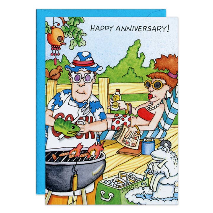 Barbecue Anniversary Card - 8585 for wholesale by Oatmeal Studios