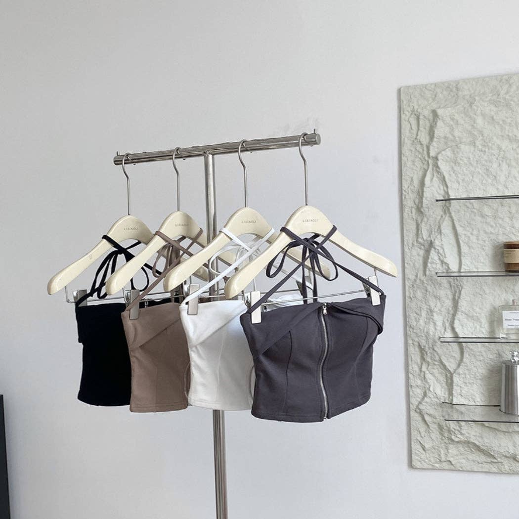 Funkyrel® Atzbranding Limited – Großhandel Bluse – Damen – Vesty - Ärmelloses Top mit Reißverschluss und Neckholder-Ausschnitt5