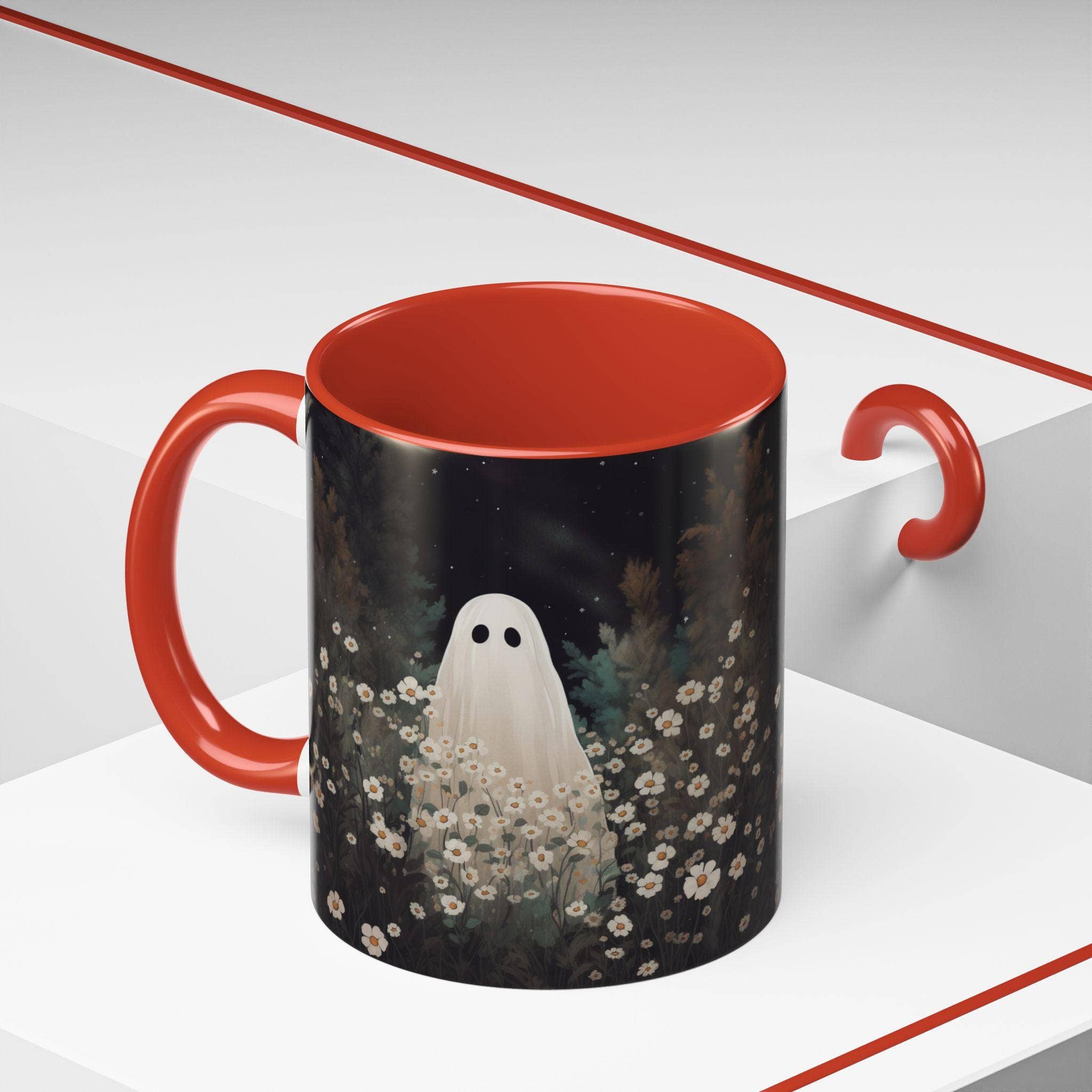 NVC Ecommerce LLC - Wholesale Coffee Mug - Whimsical Ghost Floral Coffee Mug, Spooky Halloween Mug2