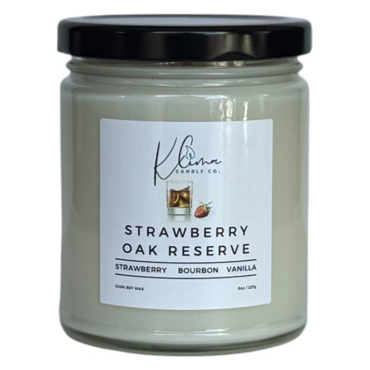 Strawberry Oak Reserve Candle – Bourbon, Strawberry & Vanilla for wholesale by Klima Candle Co
