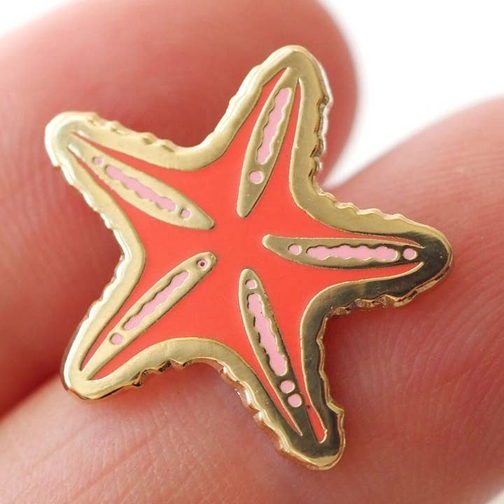 LanaBetty - Vente Épinglettes/boutons - Étoile de mer pêche minuscule - Épinglette0