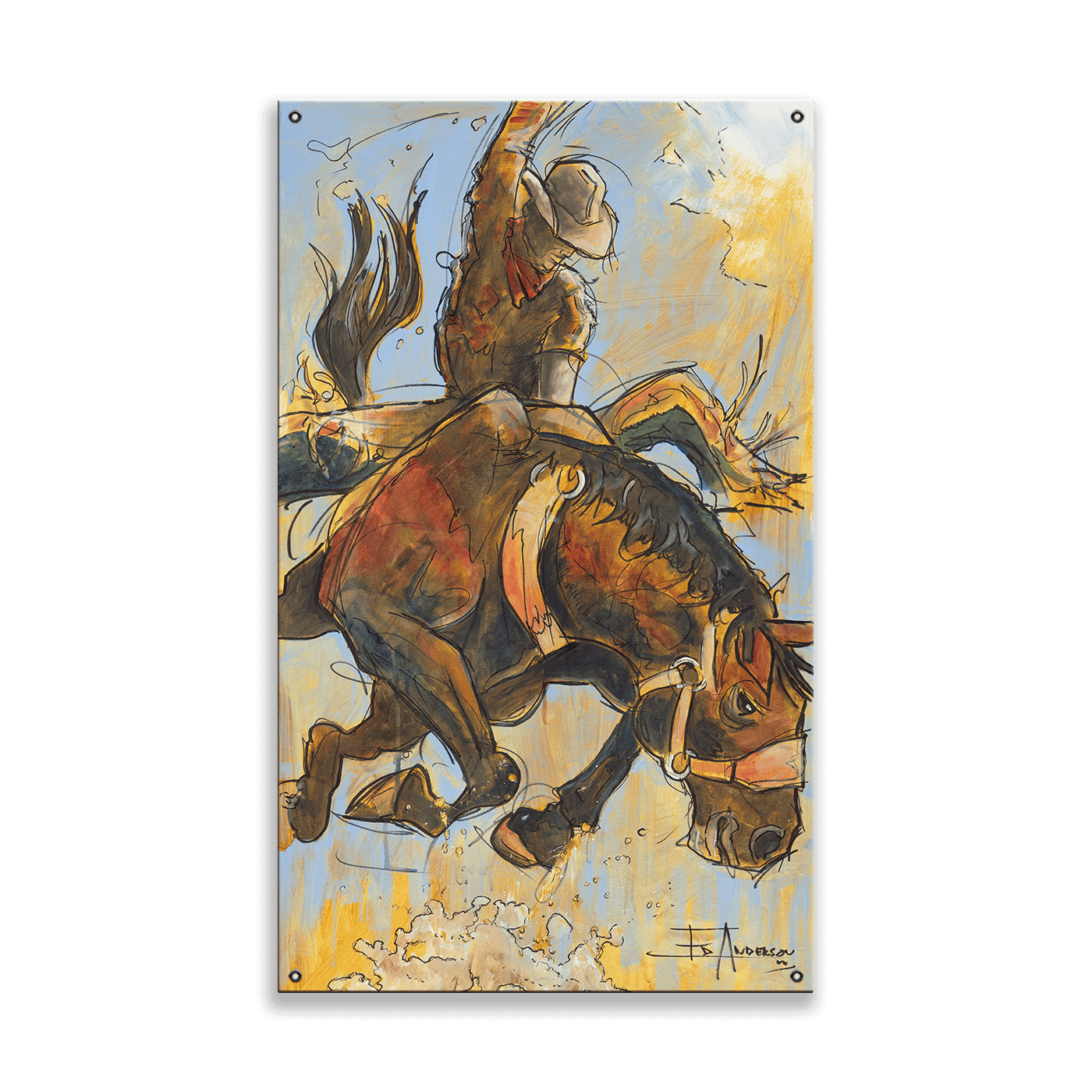 Old Wood Signs - Vendita all'ingrosso Stampa artistica - Bucking Bronco - Arte da Parete in Legno e Metallo5