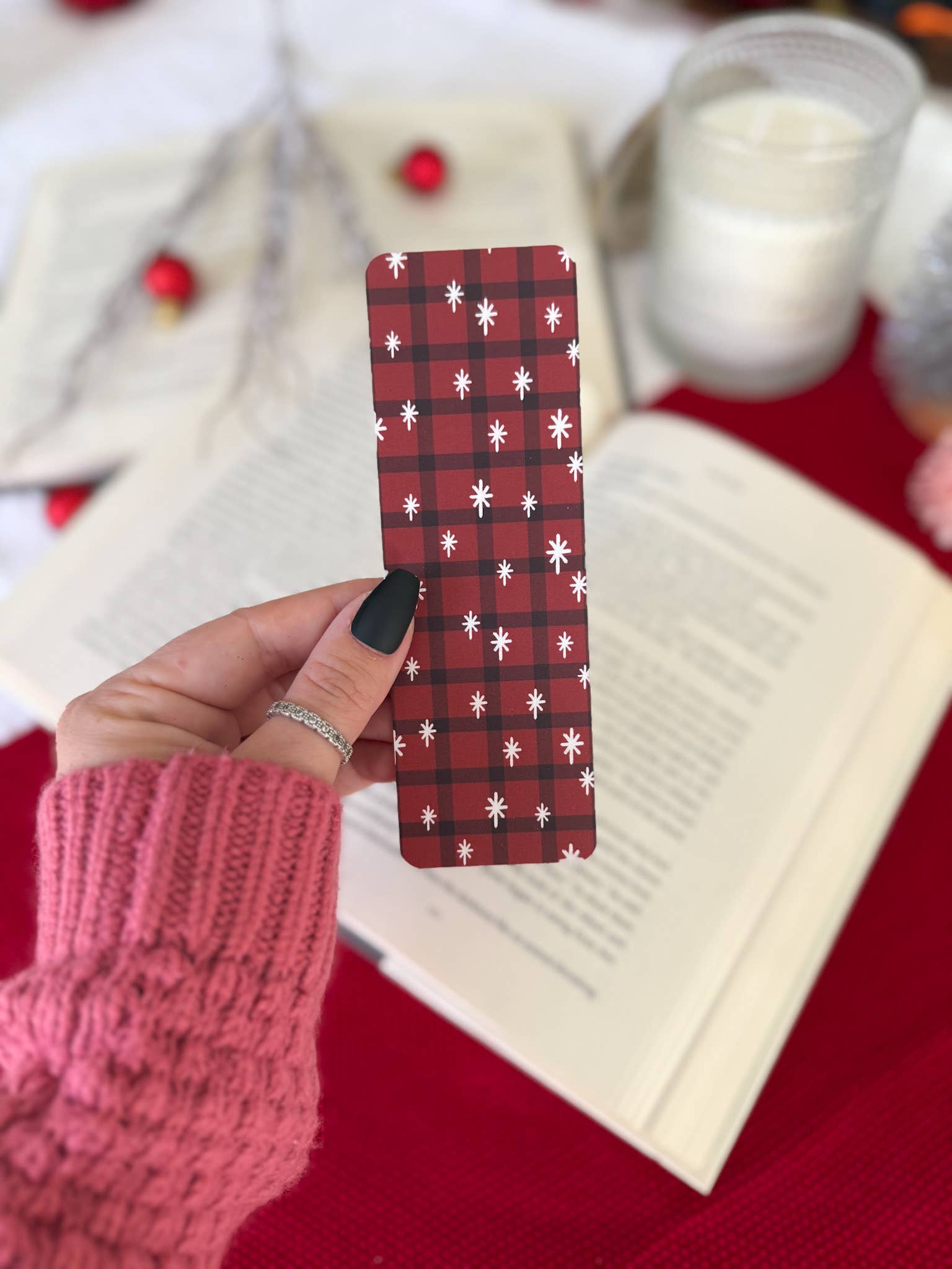 Little Turkey Shoppe - Wholesale Bookmark - Pink Christmas Tree Bookmarks | Red Plaid, Bows3