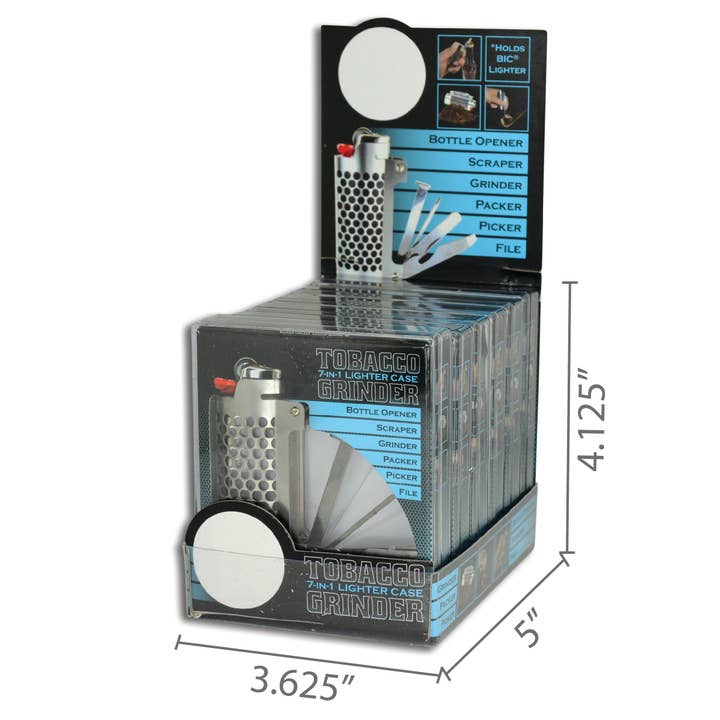 Novelty Brands - Wholesale Humidor/Cigar Accessory - Metal Grinder 7-in-1 Lighter Case with Tools - 6/Display3